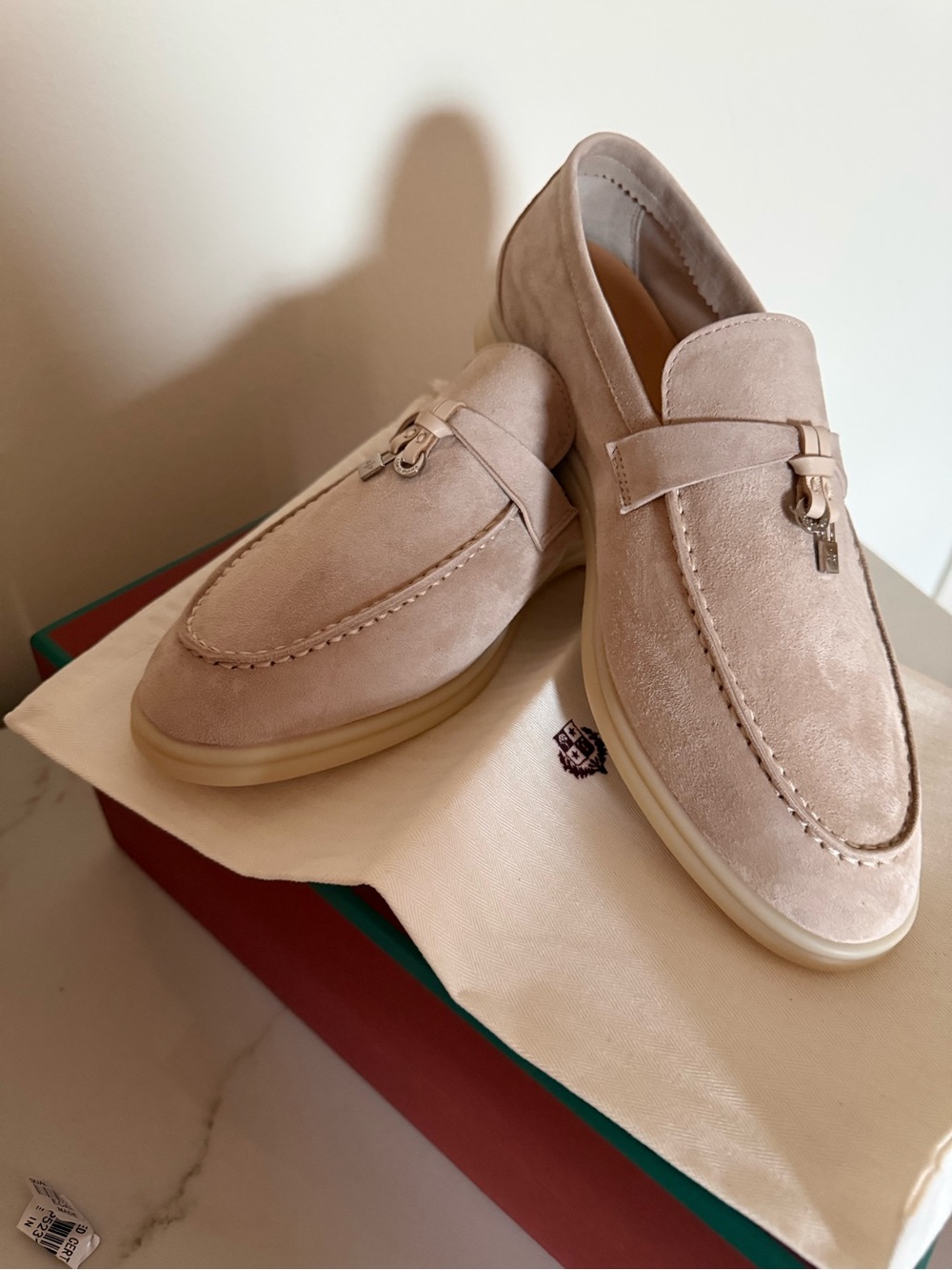 Loro Piana Light Beige Suede Tassel Penny Loafers. Unisex.